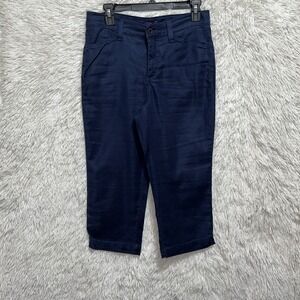 NYDJ Linen Blend Lift Tuck Technology Crop Pants Blue‎ Size 4